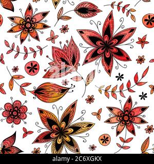 Motif fleuri rouge sans couture Illustration de Vecteur