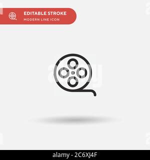 Icône vecteur simple bobine de film. Modèle de conception de symbole d'illustration pour l'élément d'interface utilisateur Web mobile. Pictogramme moderne de couleur parfaite sur contour modifiable. Icônes de bobine de film pour votre projet d'entreprise Illustration de Vecteur