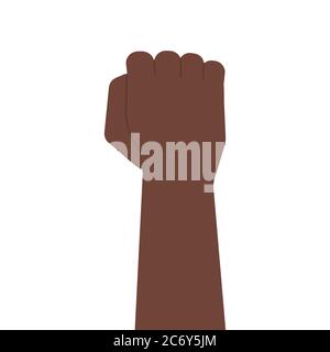 Poing noir afroaméricain, main levée, blacklivesmatter, anti-racisme, révolution, grève concept. Illustration vectorielle de stock dans une bande dessinée plate Illustration de Vecteur