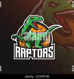conception de logo de mascotte vectorielle raptor avec un style de concept d'illustration moderne pour l'impression de badge, d'emblème et de t-shirt. illustration dinosaure en colère. Illustration de Vecteur