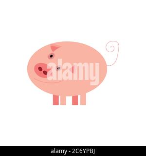 Illustration d'un Piglet rose, objet isolé sur fond blanc Illustration de Vecteur