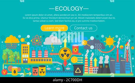 Concept moderne d'écologie graphique plate. Carburant de remplacement à énergie verte. Affiche d'en-tête Web Illustration de Vecteur