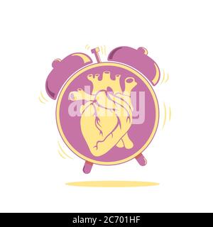 Symbole d'avertissement de déconfort cardiaque. Panneau de prévention des crises cardiaques et des accidents vasculaires cérébraux. Illustration de Vecteur