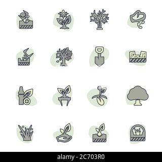Icons set de jardinage Illustration de Vecteur