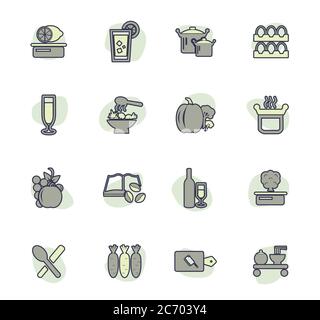 Nourriture et cuisine icons set Illustration de Vecteur