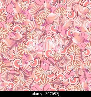 Motif de coquillages sans coutures vectorisés. Idéal pour les affiches, les tirages et les motifs Illustration de Vecteur