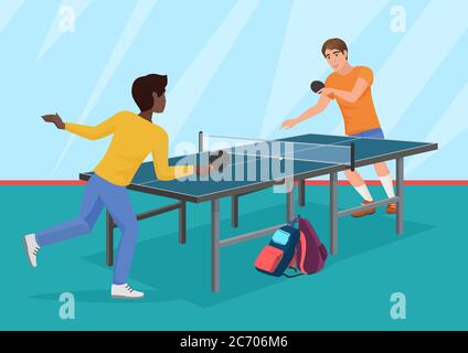 Illustration vectorielle de deux amis jouant au tennis de table Illustration de Vecteur
