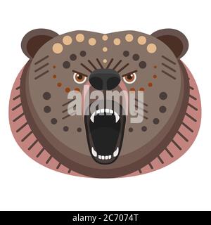 Logo tête d'ours rugissant. Illustration d'emblème décoratif vectoriel Illustration de Vecteur