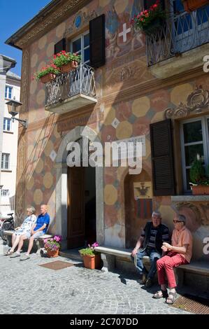 Europe, Italie, maison de Mandamentale, Centro Culturale, Santa Maria Maggiore, vallée de Vigezzo, Piémont, pays de cheminées Banque D'Images