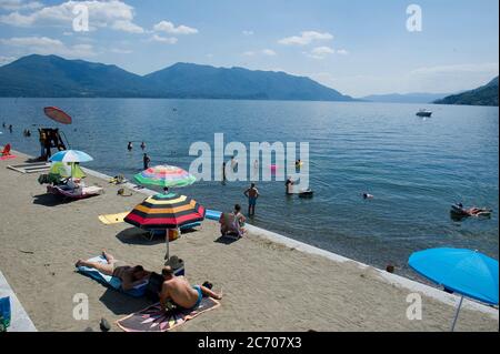 Europe, Italie, Cannobio, Italie, - Parc du bord de lac Lago Maggiore, Plage de Cannero Riviera Banque D'Images