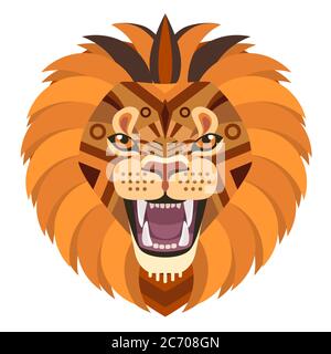 Logo Angry lion Head. Emblème décoratif vectoriel isolé Illustration de Vecteur