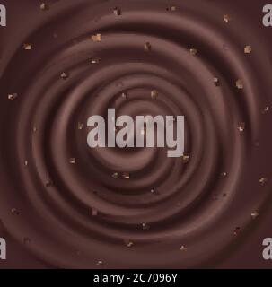 Tourbillon de chocolat abstrait avec fond vectoriel de noix Illustration de Vecteur