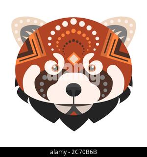 Logo Red Panda Head. Emblème décoratif de renard roux Illustration de Vecteur