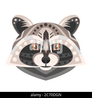 Logo de la tête de raton laveur. Emblème décoratif vectoriel isolé Illustration de Vecteur