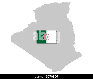 D'un drapeau et d'une carte de l'Algérie Banque D'Images