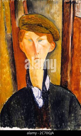 Amedeo Modigliani, jeune homme avec une casquette, portrait, avant 1920 Banque D'Images