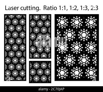 Gabarit de panneau vectoriel de découpe laser. Décoration CNC, design jali, cloison intérieure. Modèle de découpe laser arabe islamique Illustration de Vecteur