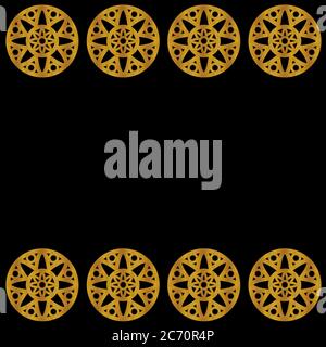 Motif Art déco doré sur fond noir, style géométrique linéaire. Modèle pour le Web, le papier peint, les graphiques numériques, l'emballage, les objets, l'emballage. Banque D'Images