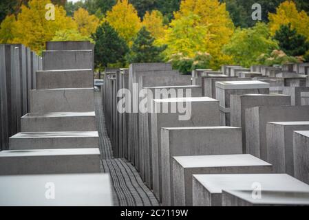 BERLIN, ALLEMAGNE - 18 septembre 2013 : Le Mémorial aux Juifs assassinés d'Europe. Banque D'Images