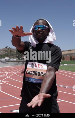 Omar Craddock gestes avec Florida Gators chomp place troisième dans le triple saut à 55-11 (17.04m) pendant les Jeux d'inspiration de Zurich Weltklasse, th Banque D'Images