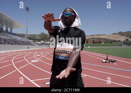 Omar Craddock gestes avec Florida Gators chomp place troisième dans le triple saut à 55-11 (17.04m) pendant les Jeux d'inspiration de Zurich Weltklasse, th Banque D'Images