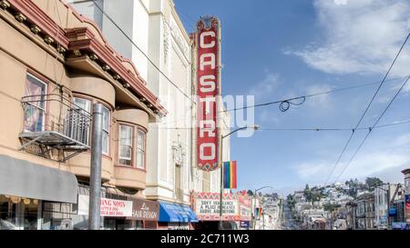 San Francisco, CA - août 2014 : panneau du Castro Theatre, quartier de Castro, San Francisco Banque D'Images