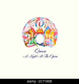 Queen - couverture originale d'album en vinyle - Une nuit à l'Opéra - 1975 Banque D'Images