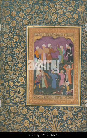 Danse Derviches, Folio de l'album Shah Jahan, recto: Ca. 1610; verso: env. 1530-50. Banque D'Images