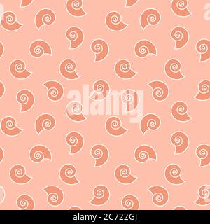 Motif sans couture en coquillage sur fond rose. Toile de fond douce pour bébé. Illustration vectorielle. Illustration de Vecteur