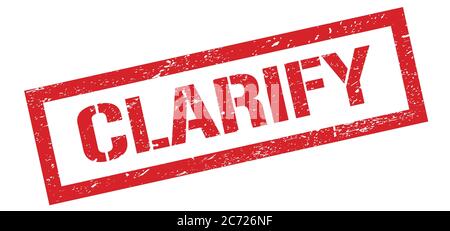 CLARIFIEZ l'affiche rouge pour cachet rectangulaire grundy. Banque D'Images