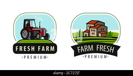 Logo ou symbole de ferme. Illustration du vecteur de concept agricole, agricole et alimentaire Illustration de Vecteur