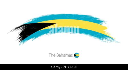 Drapeau des Bahamas en forme de pinceau à gringe arrondi. Illustration vectorielle. Illustration de Vecteur