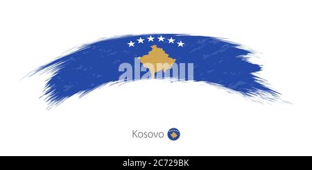 Drapeau du Kosovo en coup de pinceau arrondi. Illustration vectorielle. Illustration de Vecteur