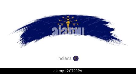 Drapeau de l'état de l'Indiana en forme de trait de grunge arrondi. Illustration vectorielle. Illustration de Vecteur