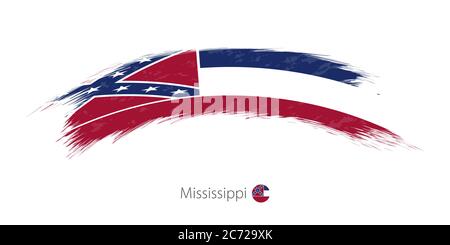 Drapeau de l'état du Mississippi en forme de trait de grunge arrondi. Illustration vectorielle. Illustration de Vecteur