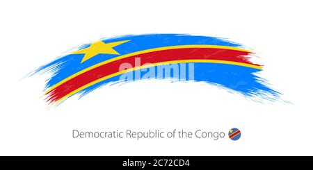 Drapeau de la République démocratique du Congo en coup de pinceau arrondi. Illustration vectorielle. Illustration de Vecteur