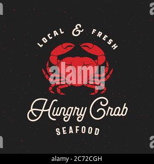 Modèle d'affiche, d'étiquette ou de logo style rétro abstrait pour fruits de mer frais locaux. Sillbushen Sillbushaten avec Typographie vintage et textures de sorbets. Illustration de Vecteur