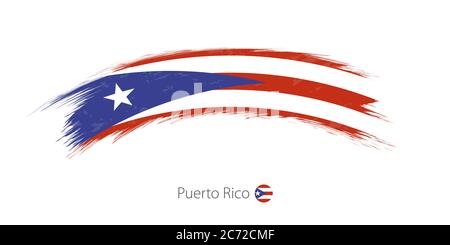 Drapeau de Porto Rico en forme de pinceau arrondi. Illustration vectorielle. Illustration de Vecteur