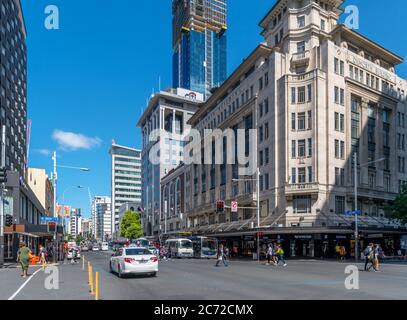 Customs Street dans le centre-ville d'Auckland, Nouvelle-Zélande Banque D'Images