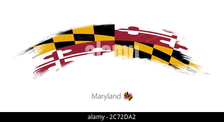 Drapeau de l'état du Maryland en forme de trait de grunge arrondi. Illustration vectorielle. Illustration de Vecteur