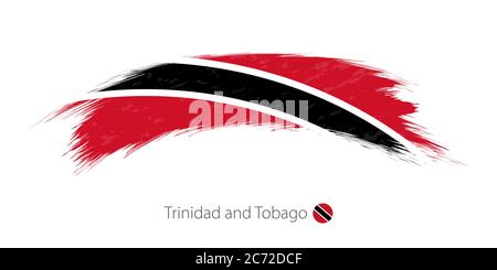 Drapeau de Trinité-et-Tobago en forme de pinceau arrondi. Illustration vectorielle. Illustration de Vecteur