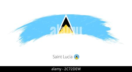 Drapeau de Sainte-Lucie en forme de pinceau arrondi. Illustration vectorielle. Illustration de Vecteur