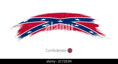 Drapeau de Confederate en forme de pinceau de grunge arrondi. Illustration vectorielle. Illustration de Vecteur