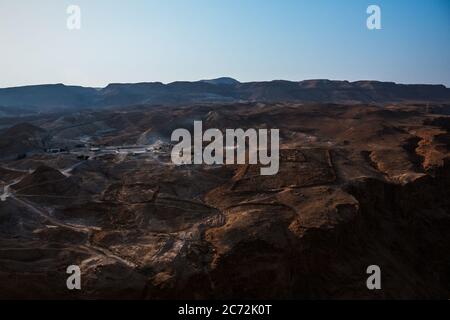 Vue sur les ruines antiques, Masada Israel. Banque D'Images