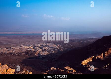 Vue depuis la Masada, Masada Israel. Banque D'Images