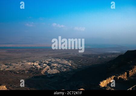 Vue depuis la Masada, Masada Israel. Banque D'Images