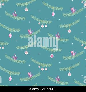 décoration de noël en cristal à motif vectoriel sans couture Illustration de Vecteur