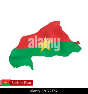 Carte du Burkina Faso avec pavillon du pays. Illustration vectorielle. Illustration de Vecteur