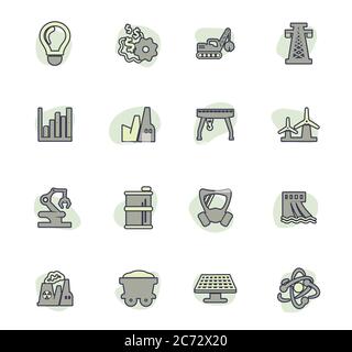 Set d'icônes de l'industrie Illustration de Vecteur