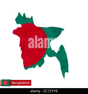 Carte du Bangladesh avec drapeau du pays. Illustration vectorielle. Illustration de Vecteur